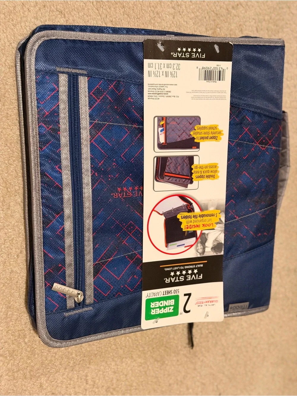 Five Star Blue and Pink Laptop Binder with Zipper